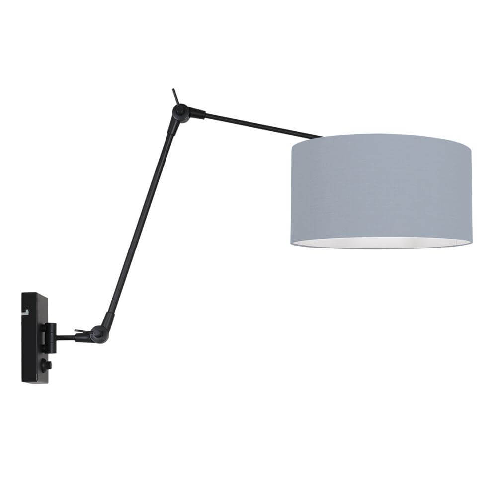 Steinhauer Wandlamp Prestige Chic zwart met lichtblauwe kap - 3956ZW afbeelding