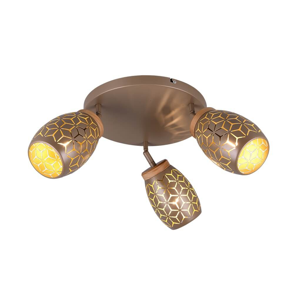 Trio 3-lichts opbouwspot Bidar bruin R61573365