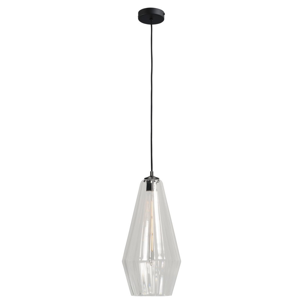 Masterlight Zwarte hanglamp Diamond 23cm met helder glas - 2130-05-00-23 afbeelding