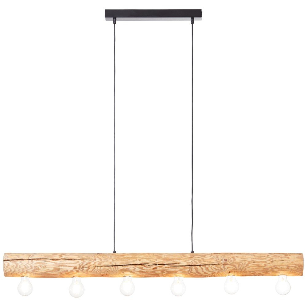 Brilliant Houten hanglamp Trabo 6 lichts hout met zwart 99433 35