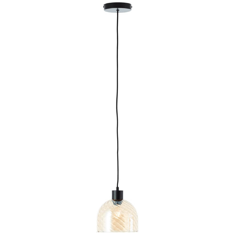 Brilliant HanglampCasto zwart met amber glas - 60108/20