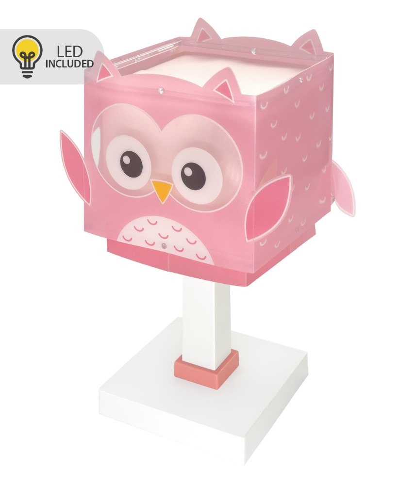 Dalber Kinderkamer tafellamp Owl roze - 64481N