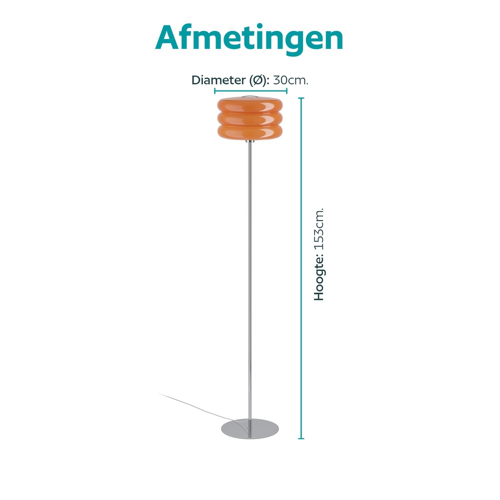 Design vloerlamp Tortora chroom met oranje Ø 30cm Eglo 9008606405626
