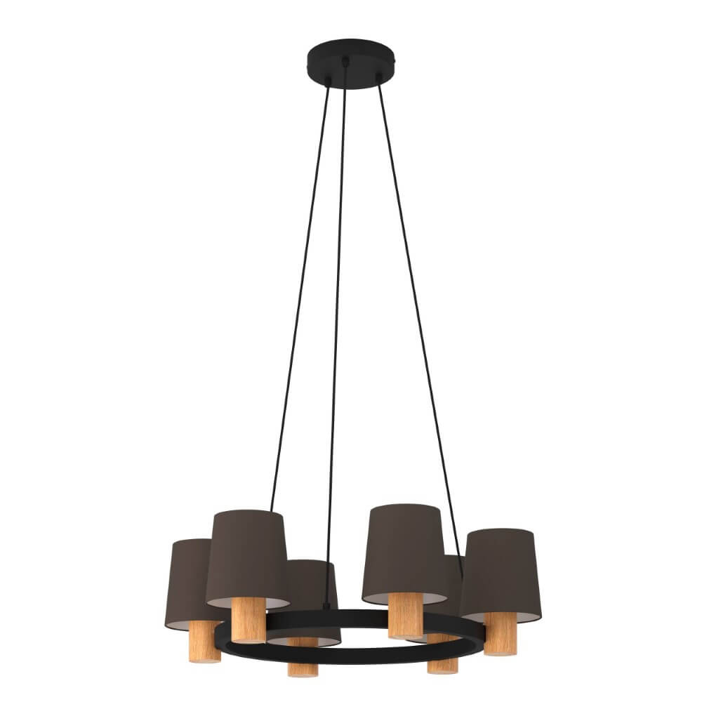 Eglo Hanglamp Edale Ø 70cm - met bruine kapjes - 43781