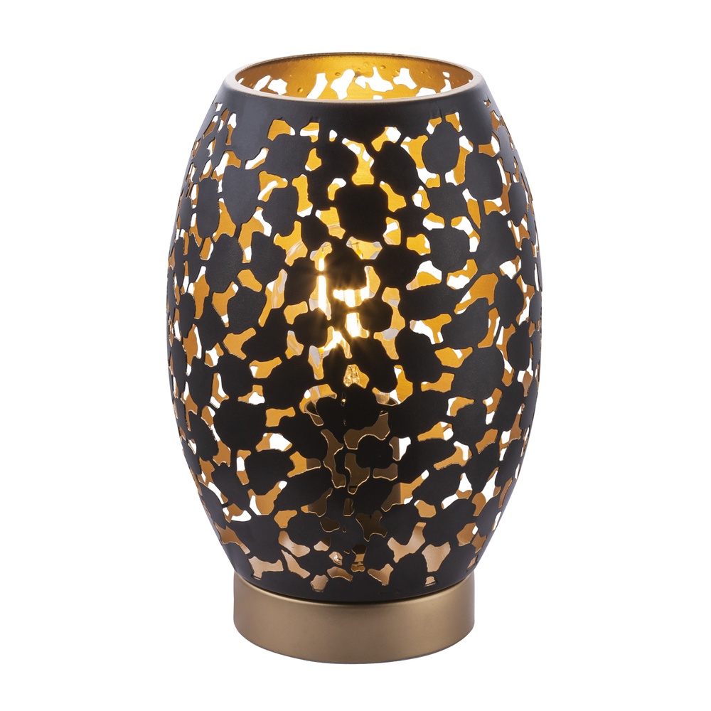 Globo Tafellamp Narri zwart met goud - grove gaatjes - 24003S
