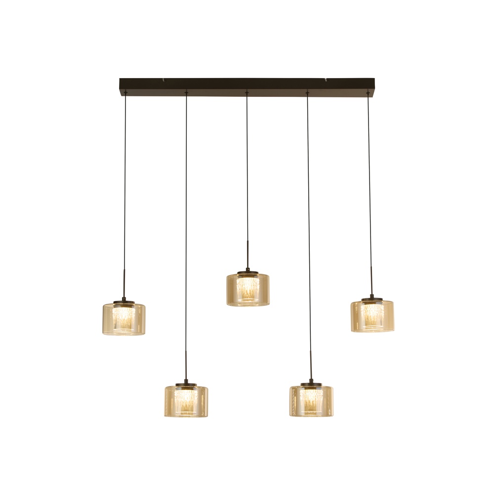 Design hanglamp Tumblers 5-lichts recht brons