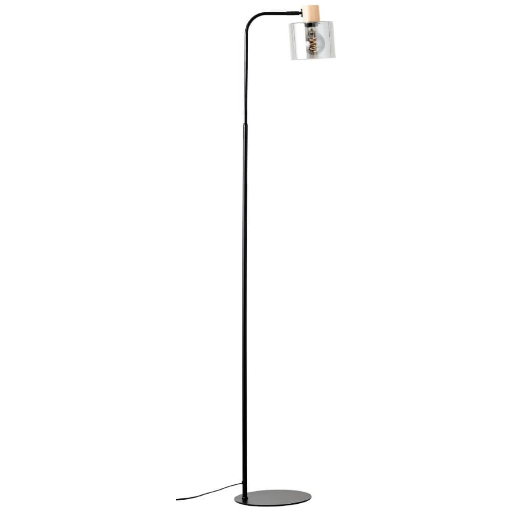Brilliant Staande lamp Weald zwart met hout - 94708/93