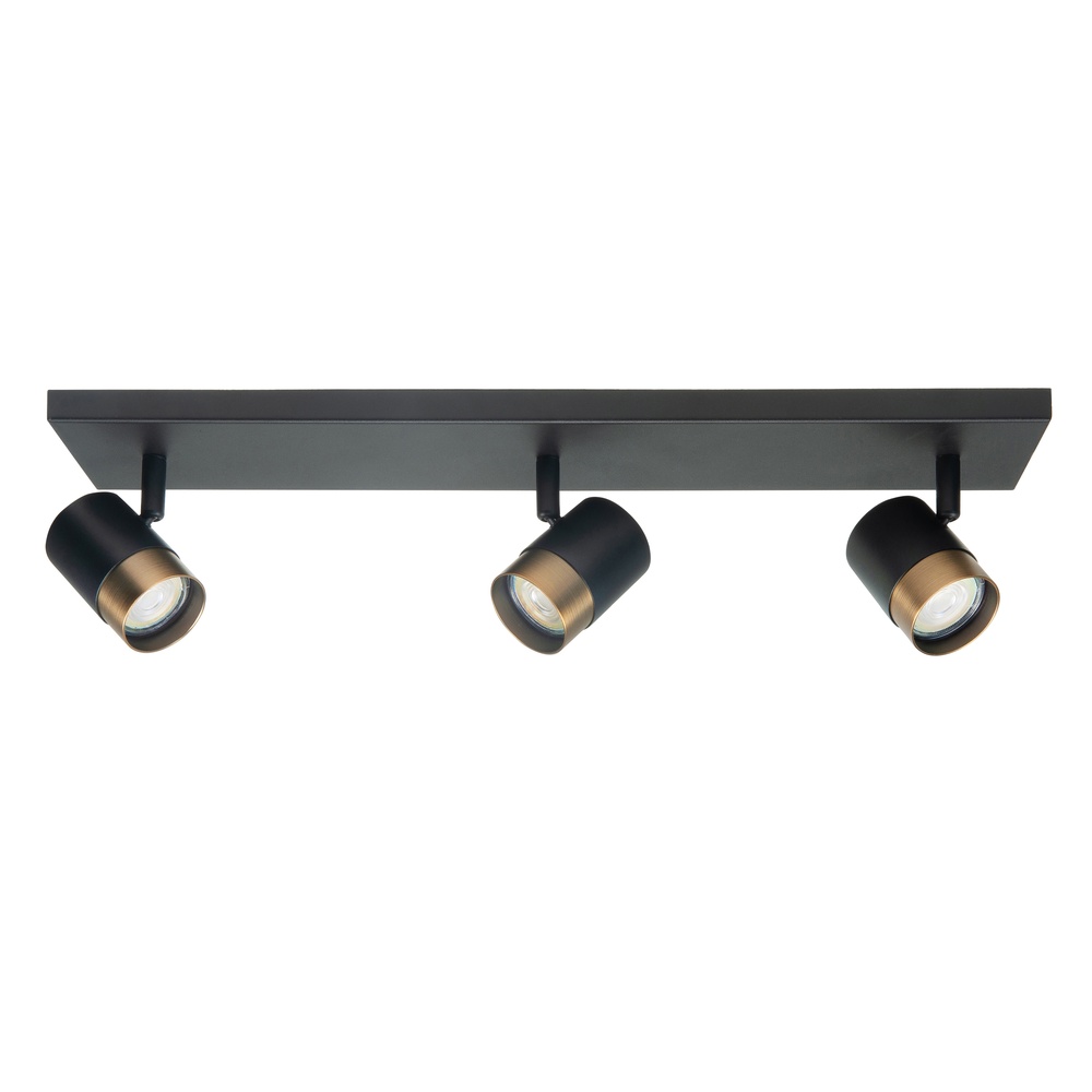 Highlight Spot Savona zwart met koper brons 3-lichts recht - S7476.32