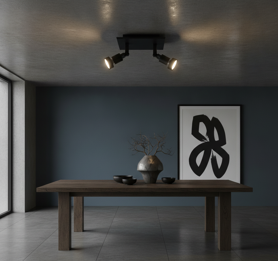 Artdelight Dubbele opbouwspotTech II zwart - PL TECHII SQ ZW