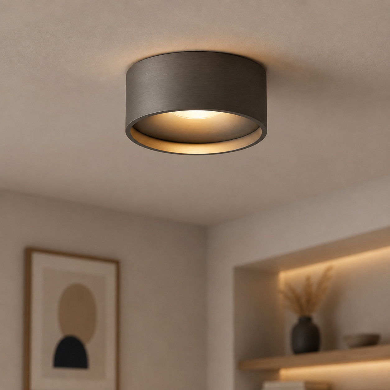 Artdelight Badkamer plafondlamp Oran Ø 12cm - Gun metal - PL ORAN GM