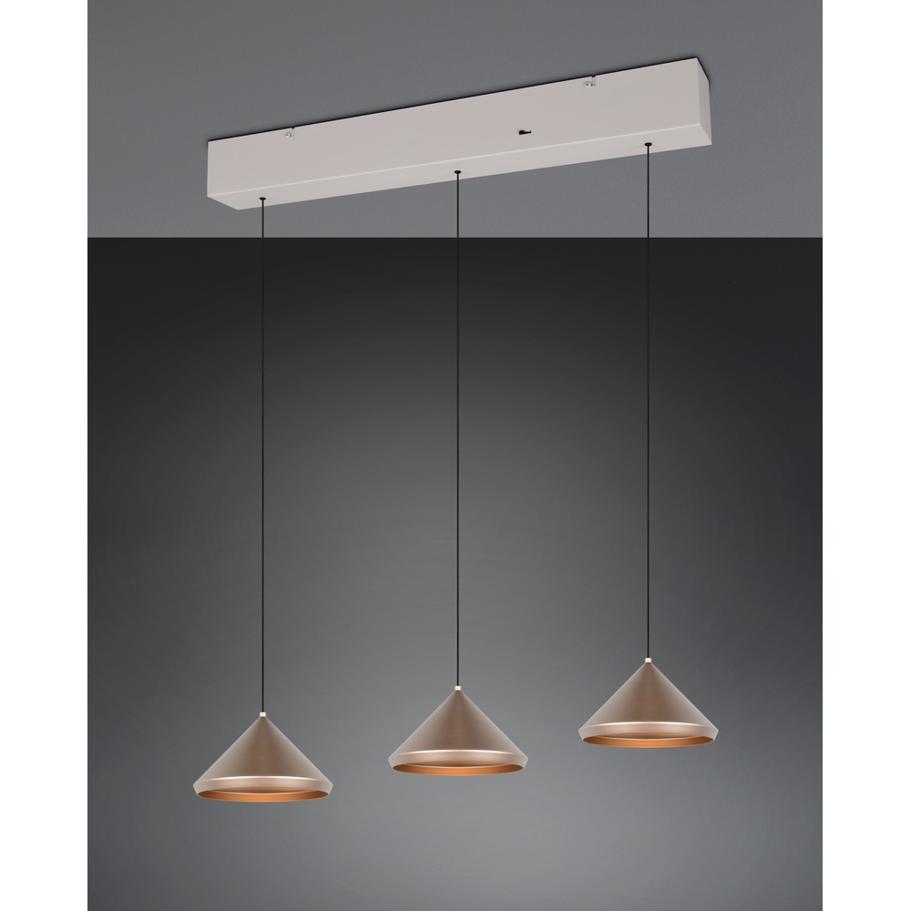 Trio 3-lichts hanglamp Laguna koffie bruin - 336210365
