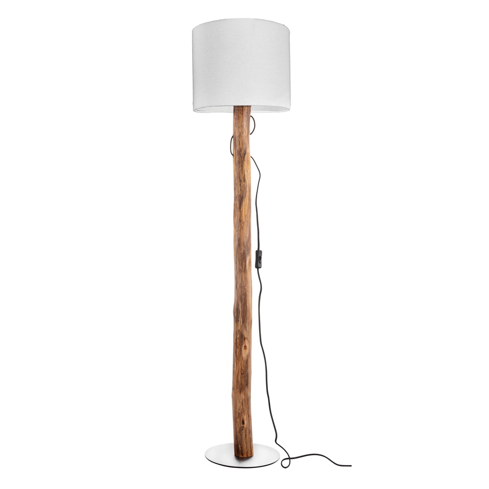 Globo Houten vloerlamp Norin met witte kap - 40210146X
