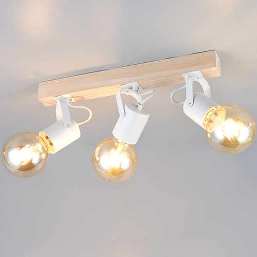 Trio Plafondlamp 3-lichtsLynar wit met hout - R86663031