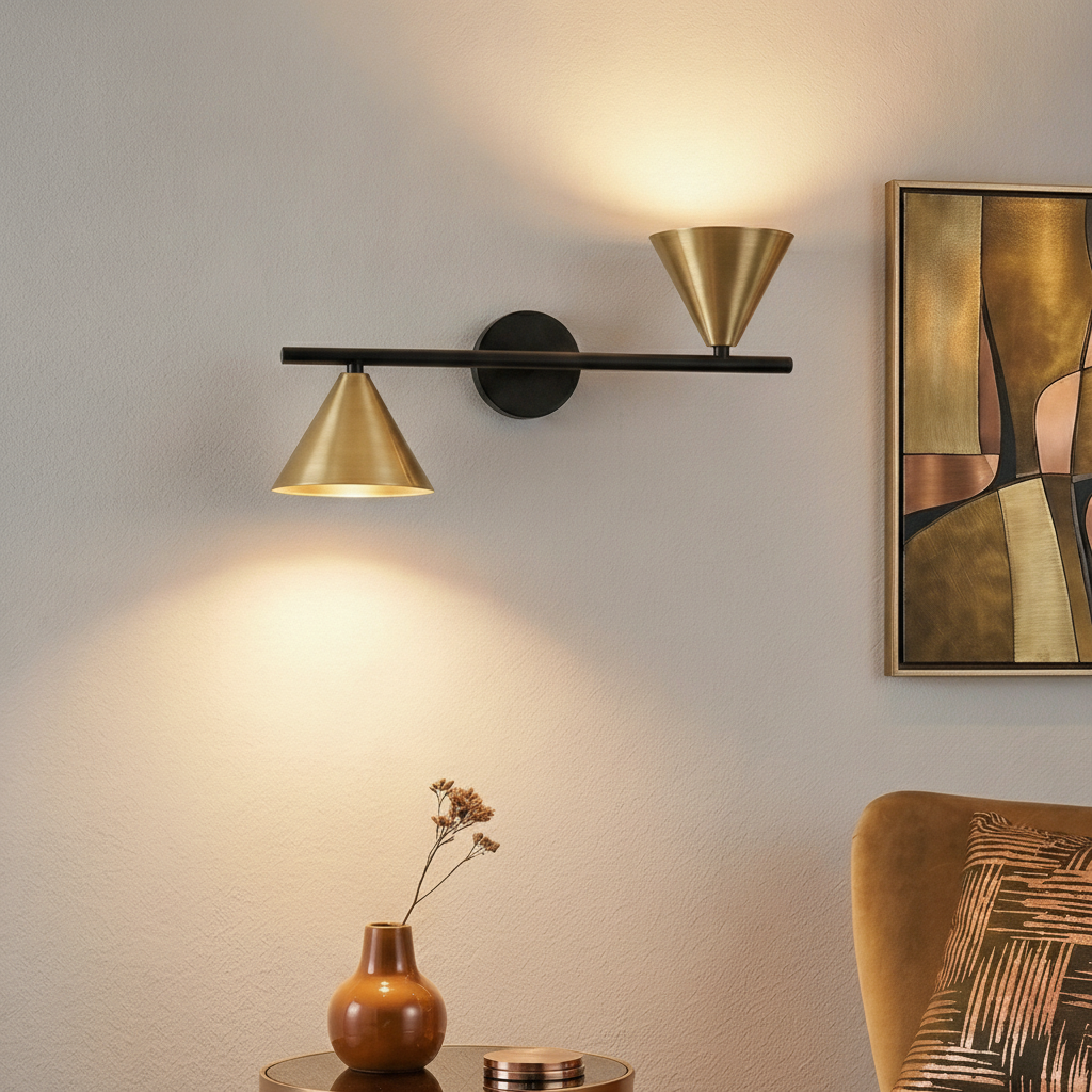 Lyora WandlampConico dubbel zwart met goud - 9011428