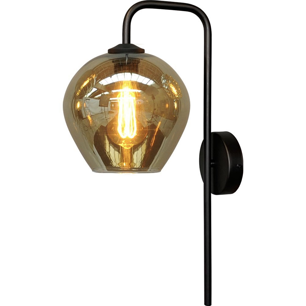 Masterlight Zwarte wandlamp Quinto met smoke glas - 3262-05-05-3