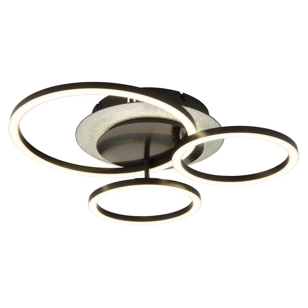 Globo Zwarte plafondlamp Norberto 3 ringen - 67382-40D