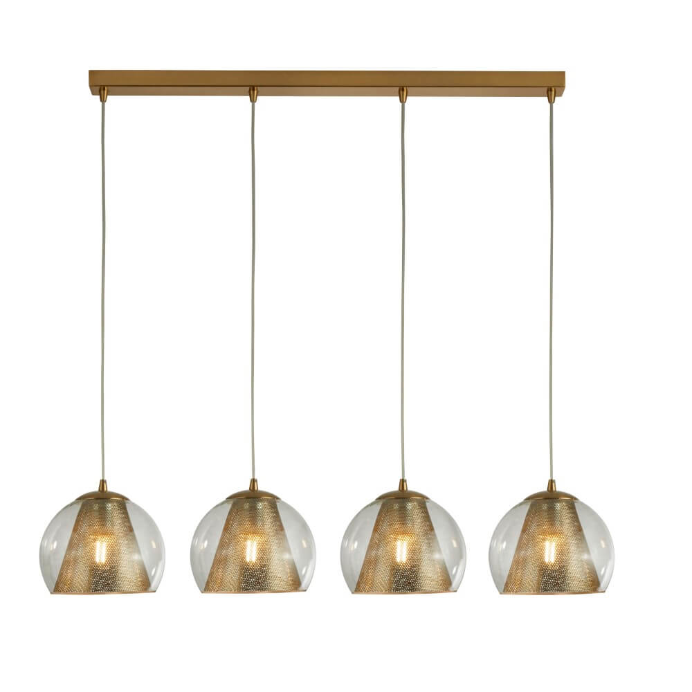 Searchlight Eetkamer hanglampConio goud met glas - 8274-4SB