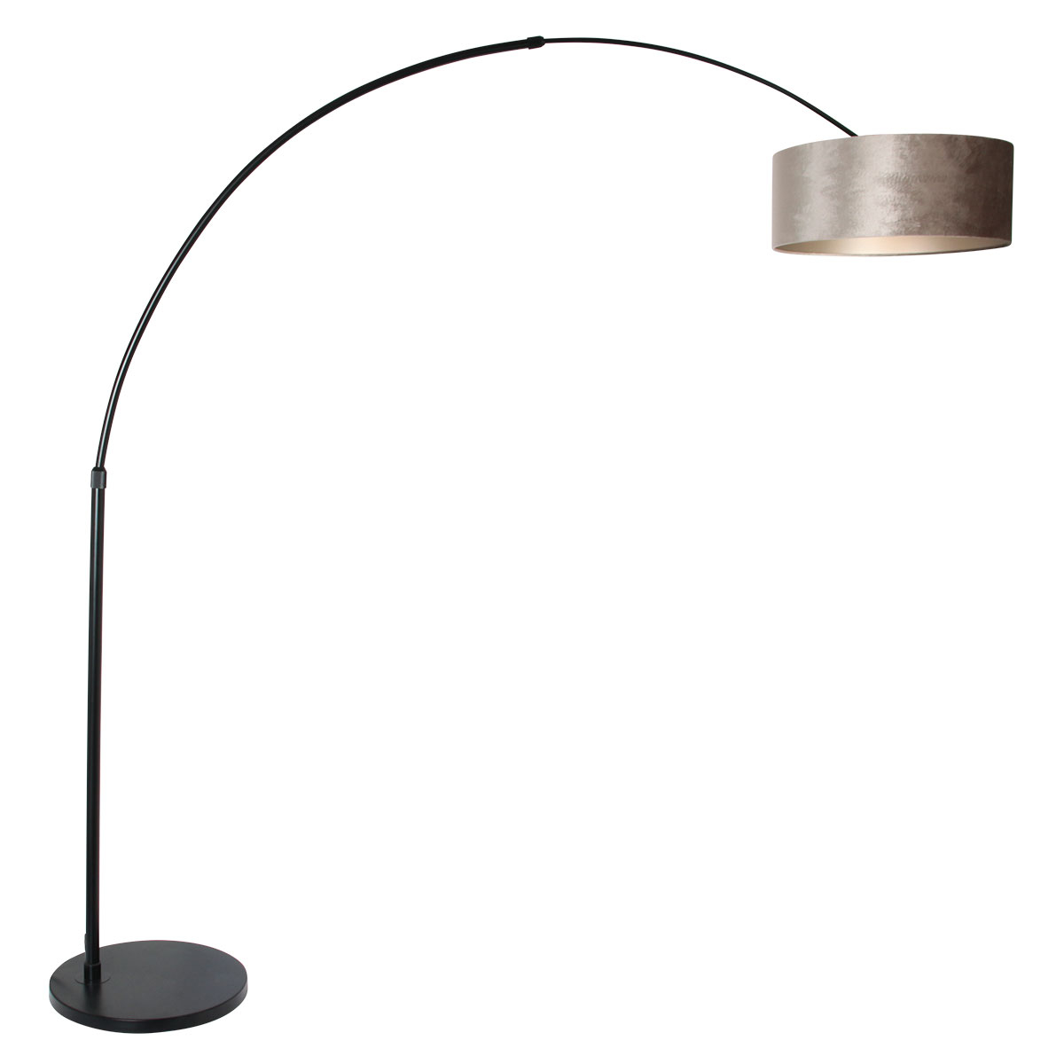Steinhauer BooglampSparkled zwart met velours taupe kap - 8128ZW