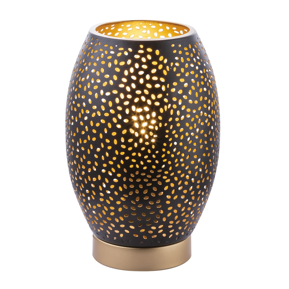 Globo Tafellamp Narri zwart met goud - kleine gaatjes - 24002S