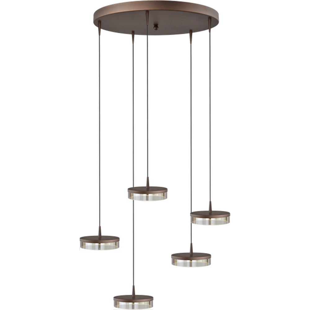 Masterlight 5-lichts hanglamp Imperia Ø 50cm cacao bruin - 2042-15-15-02-50-5