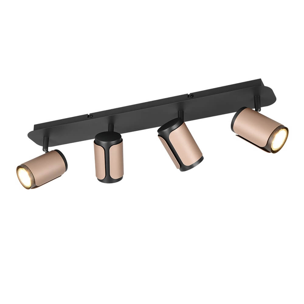 Trio 4-lichts opbouwspot Gillan zwart met bruin - 814500465