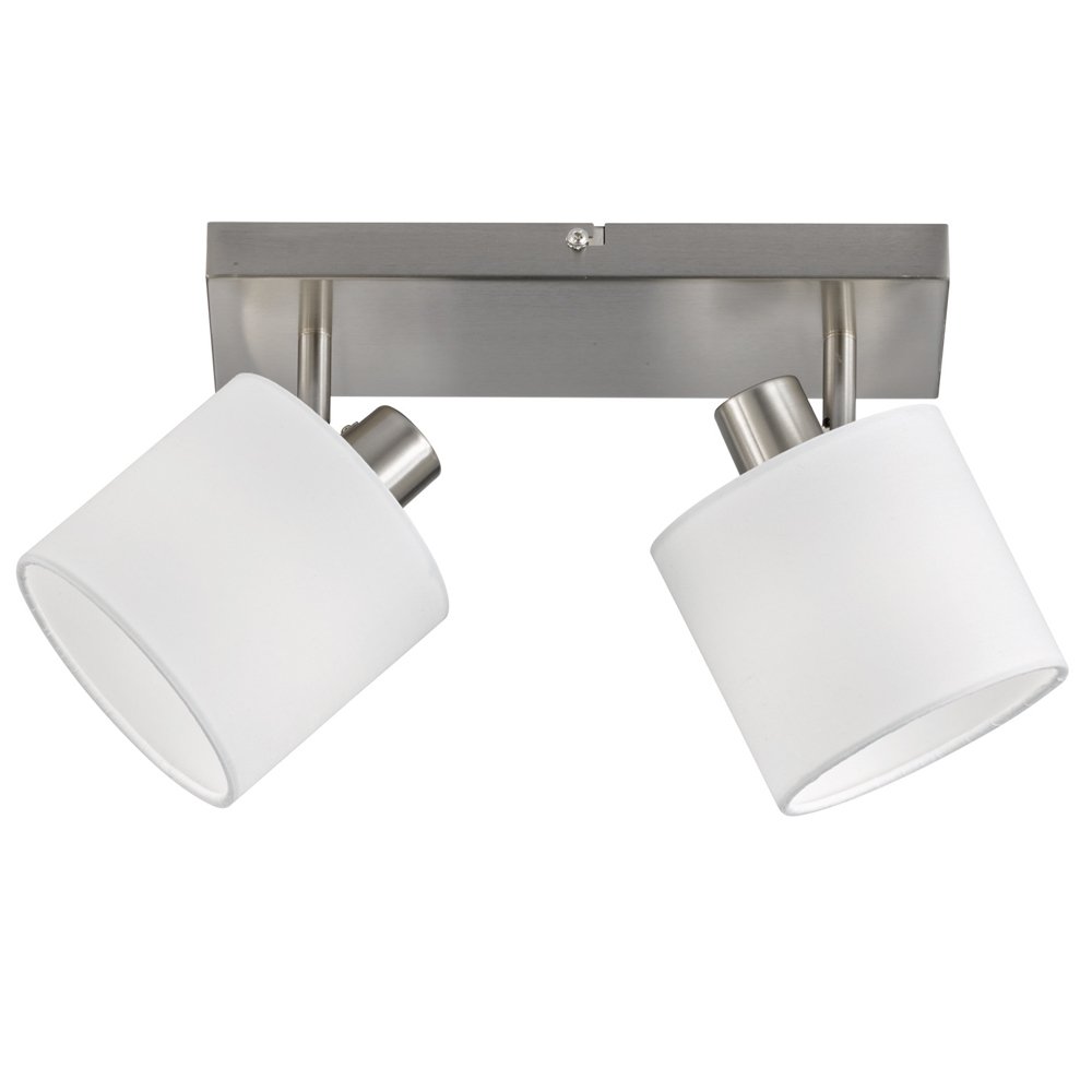 Trio PlafondspotTommy 2-lichts RVS met wit - R80332001