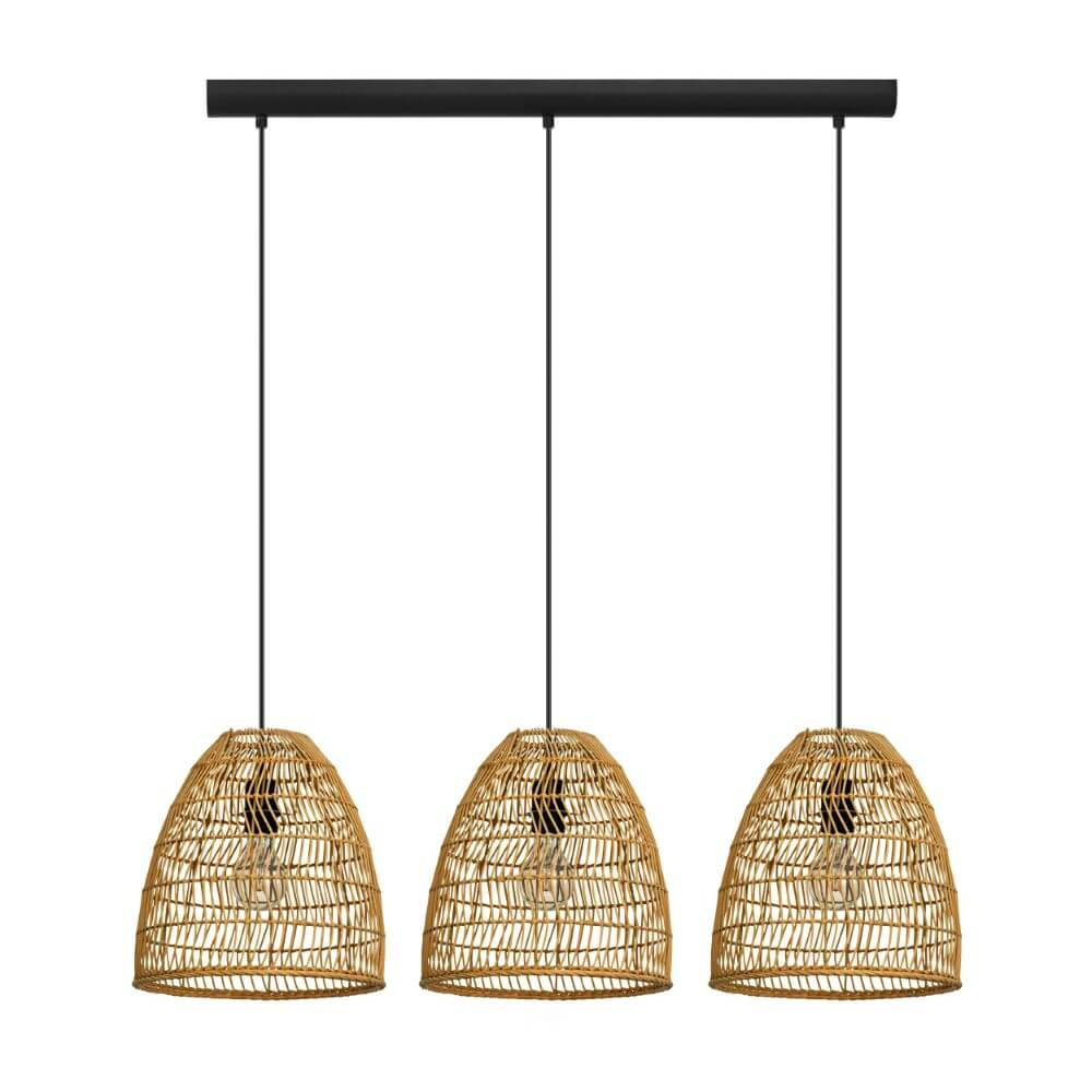 Eglo Eetkamer hanglamp Ayesgarth met rieten kappen - 43867