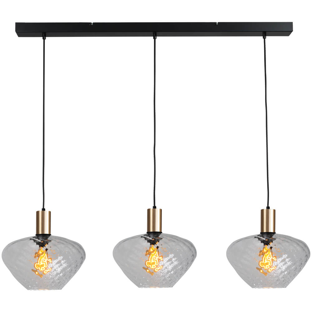 Masterlight 3-lichts hanglamp - goud -Porto met Blossom smoke glazen - 2711-05-02-100-3-7 afbeelding