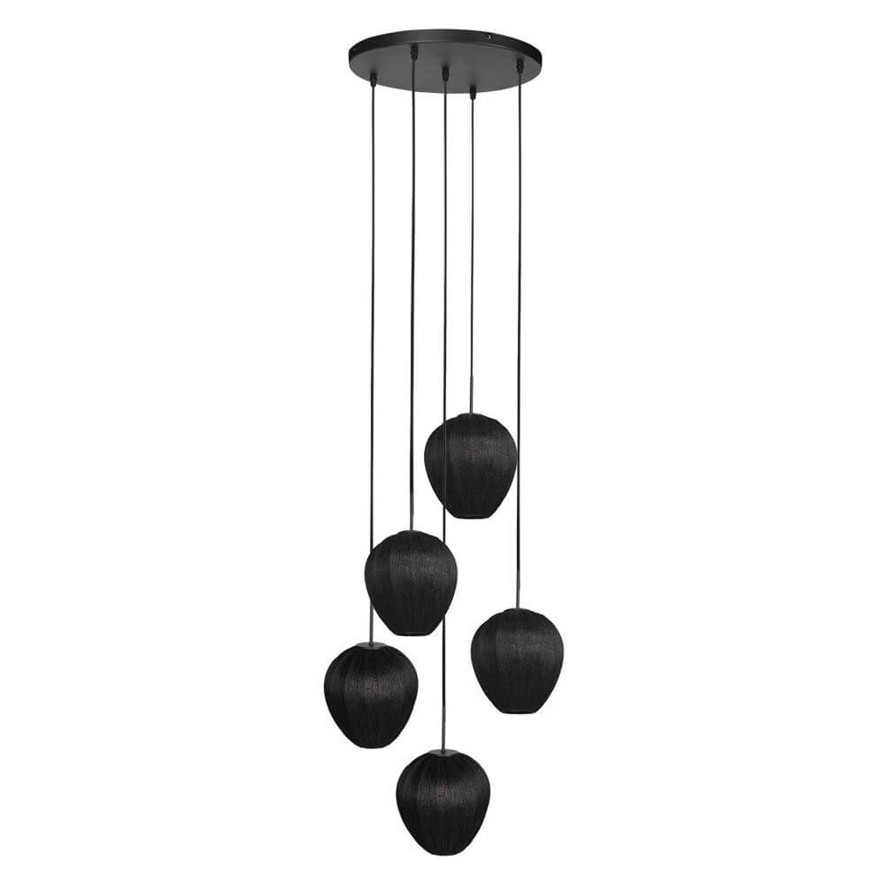Steinhauer 5-lichts hanglampHaloSwap rond zwart en zwarte kappen - 4282ZW
