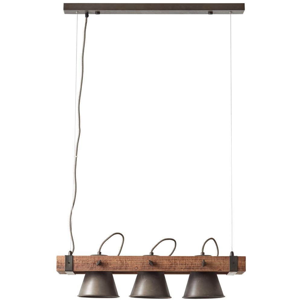 Brilliant Eetkamer hanglampPlow 3-lichts antiek zwart met hout - 82173/46