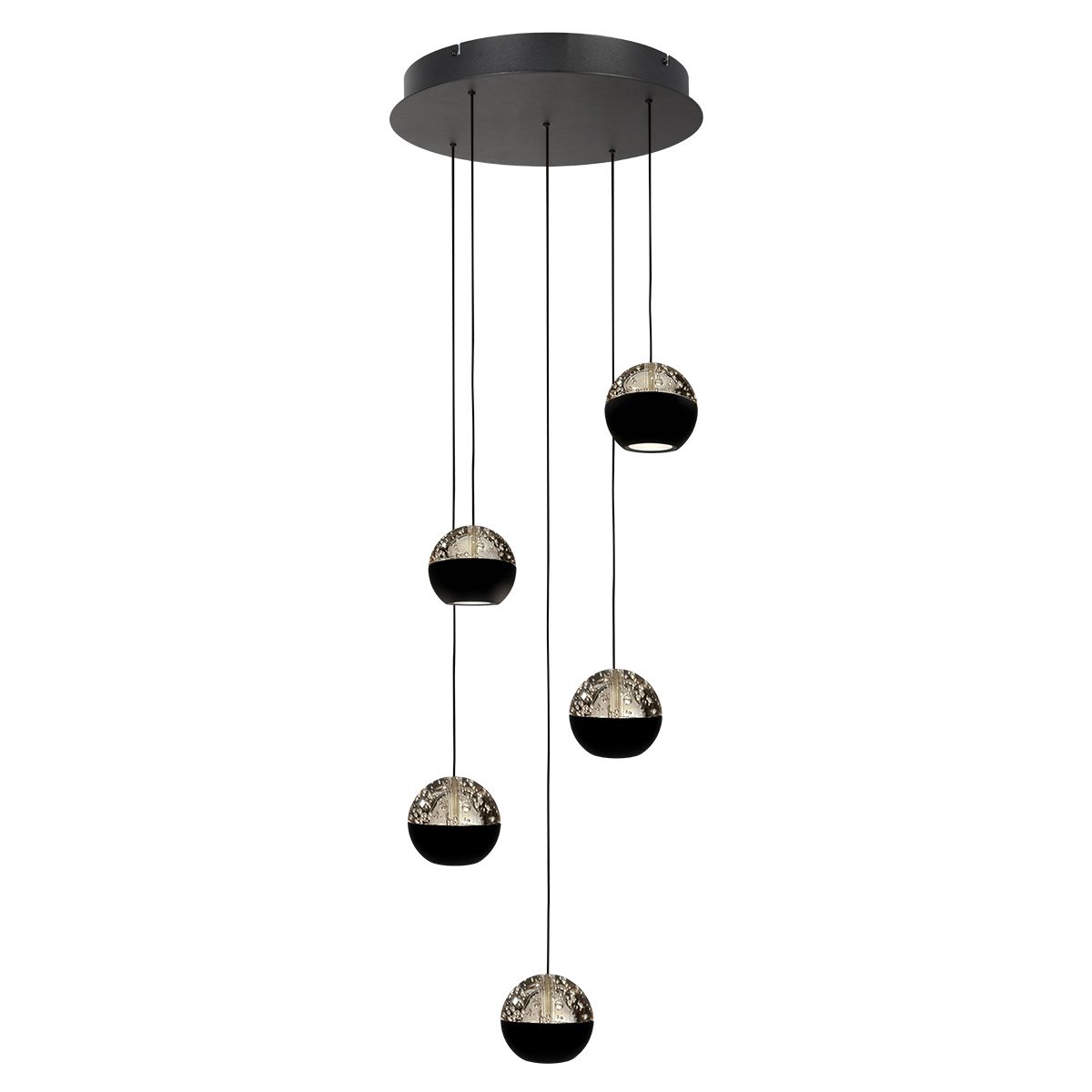 Steinhauer 5-licht vide hanglampBelluno led - zwart met glas - 4585ZW