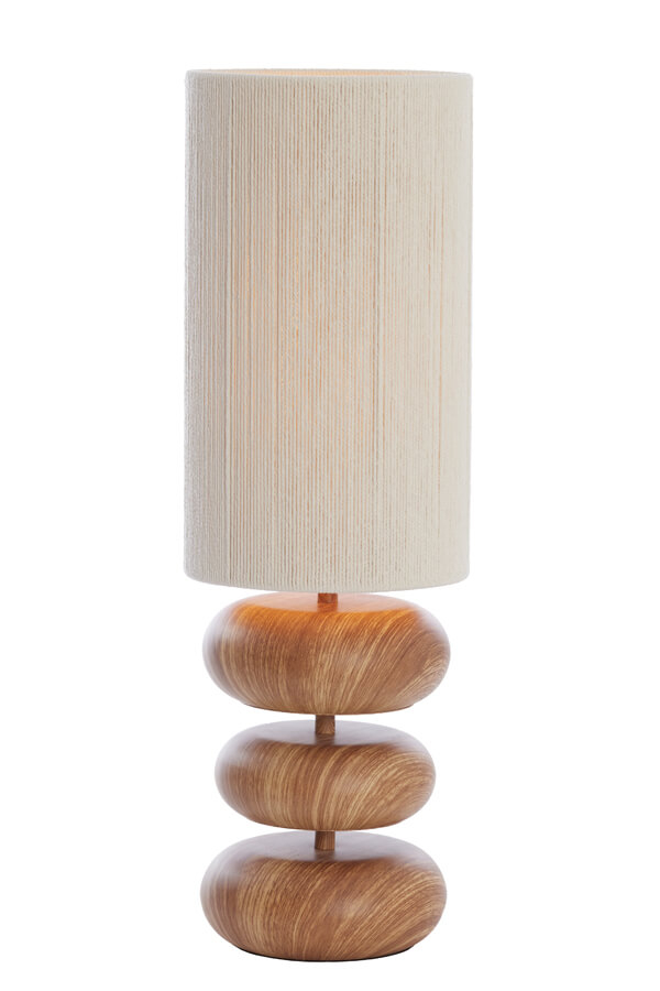 Light & Living Tafellamp Danialo hout met crème 60cm - 1891043