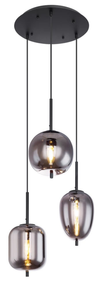 Globo Hanglamp Blacky zwart 3-lichts - 15345-3