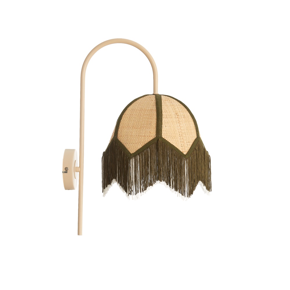 Light & Living Japandi wandlamp Sulina zand raffia met groen - 3128176