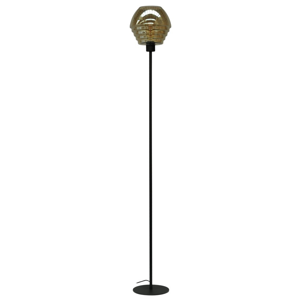 Masterlight Vloerlamp zwart Quinto Smoke met smoke gestreept glas - 1261-05-155-05-8