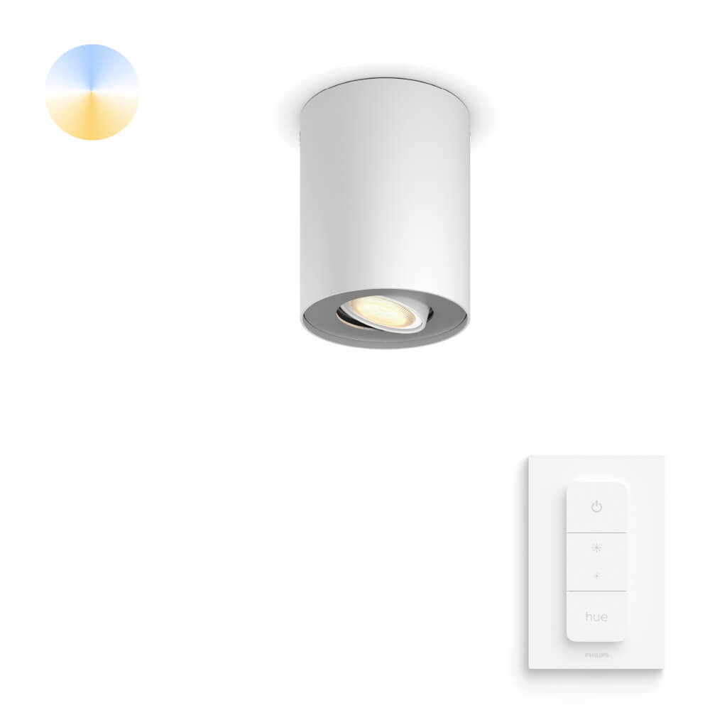 Philips PlafondspotHue Pillar - White Ambiance 1-lichts wit met schakelaar - 929003046701
