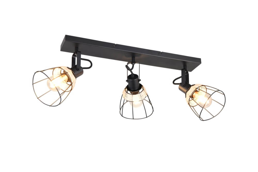 Trio Zwarte plafondlamp Jerome design 4-lichts - R86233032