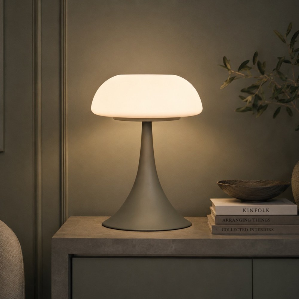 Tafellamp Ancilla grijs met wit glas