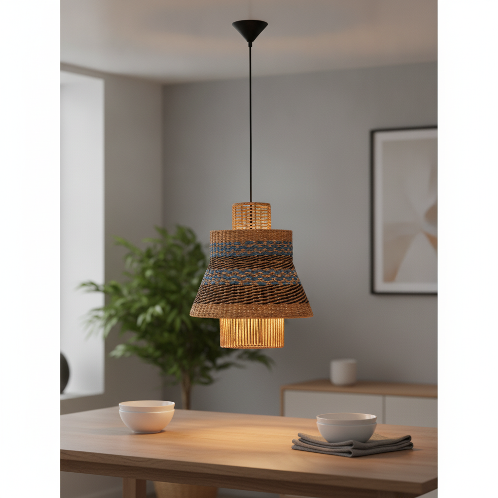 Lyora Rotan hanglampMande blauw met bruin - 9586608
