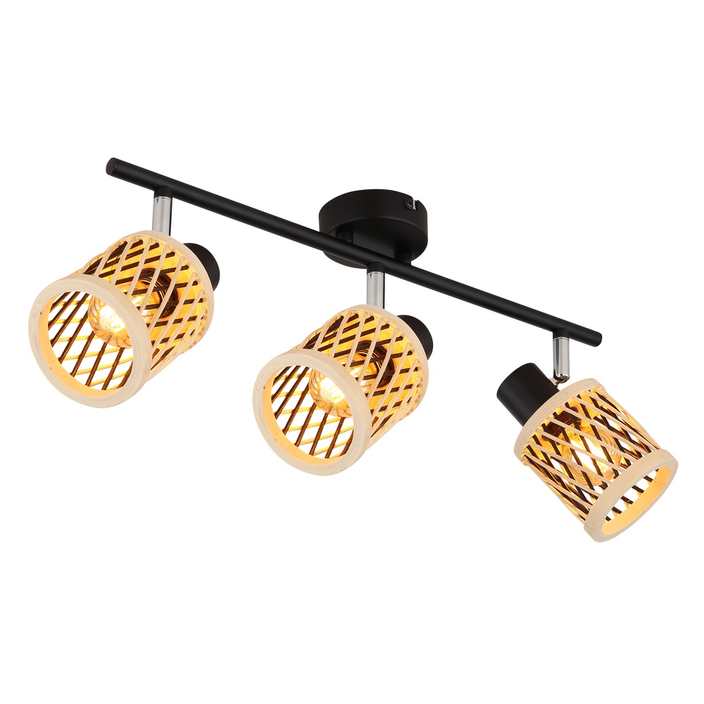 Globo Wandlamp Mali 3-lichts zwart met kapjes - 81050308