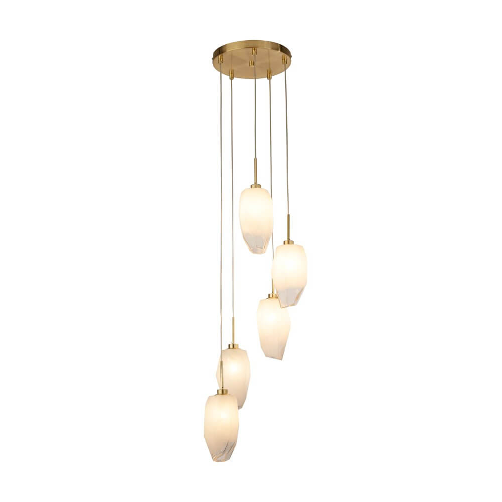 Searchlight 5-lichts vide hanglamp Rocky met wit glas - 23146-5SB