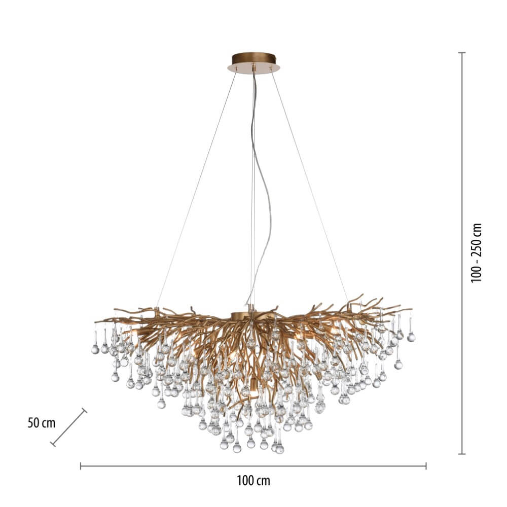 Brocante antiek kristallen kroonluchter / hanglamp barok bloemen
