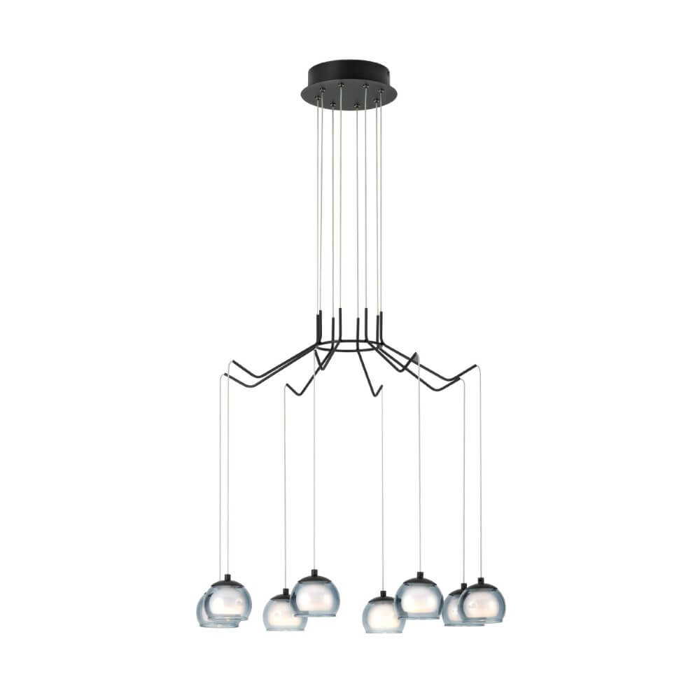 Stars of Light 8-lichts hanglamp Rovigana zwart - 39511