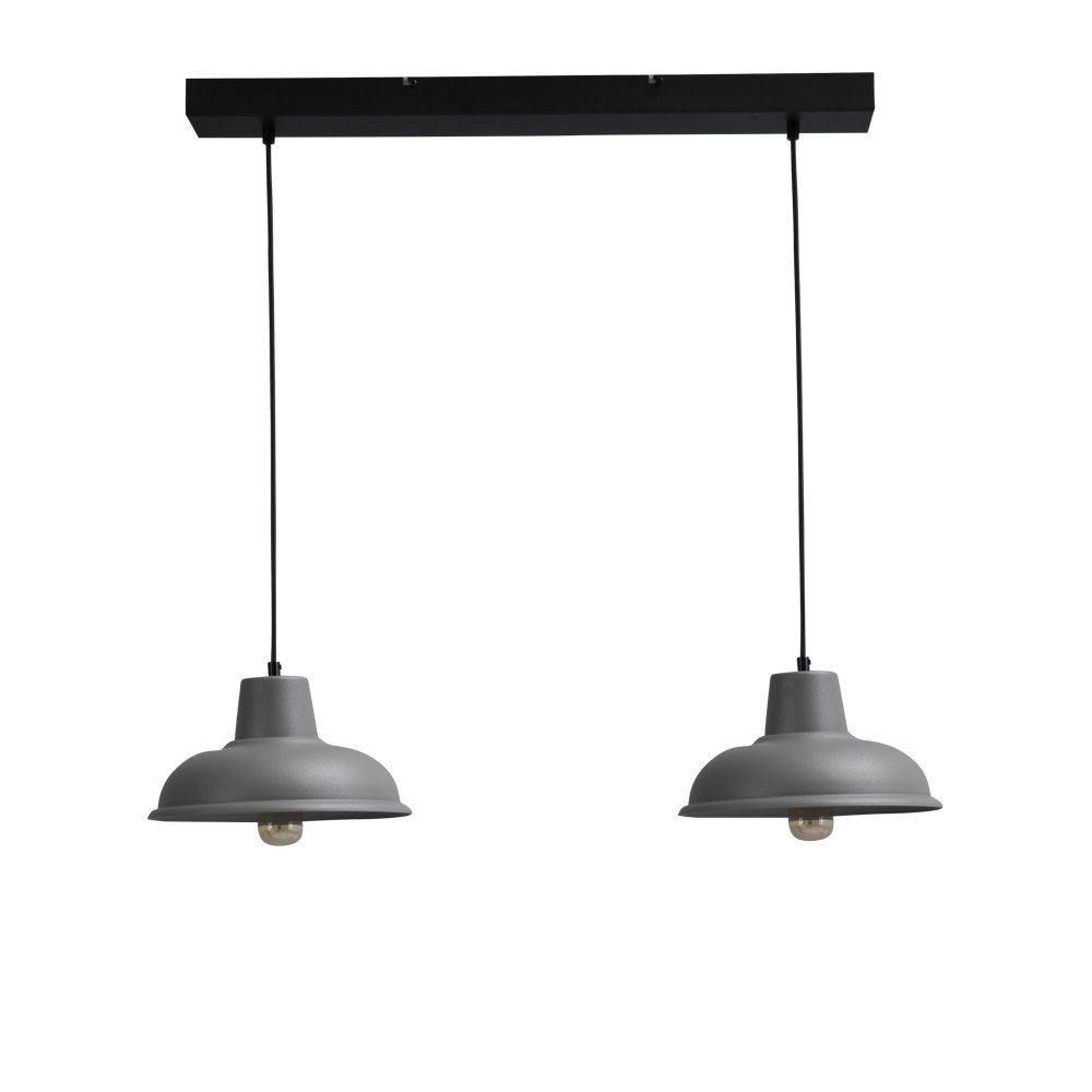 Masterlight Retro eettafellamp Di panna Industria 2x26 2-lichts grijs met zwart - 2045-00-00-S-70-2