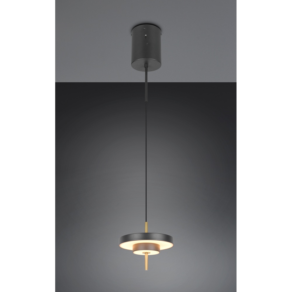 Trio Design hanglamp Keaton zwart met goud Ø 20cm - 340210180