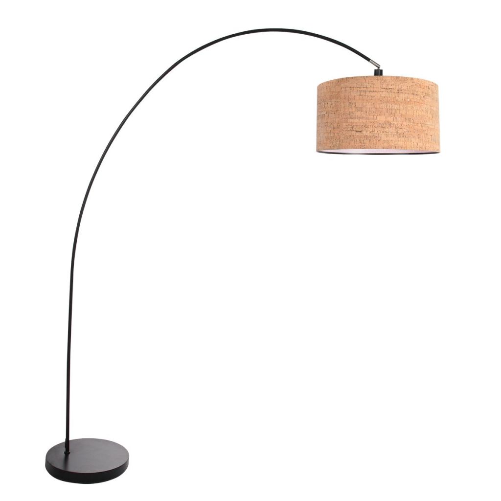 Steinhauer Zwarte booglampSolva met kurk kap Ø40cm - 4345ZW