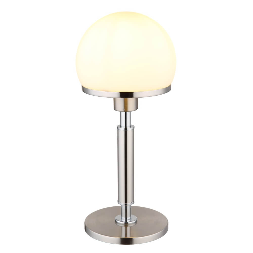 Globo Tafellamp Haku chroom met wit glas - 21954C