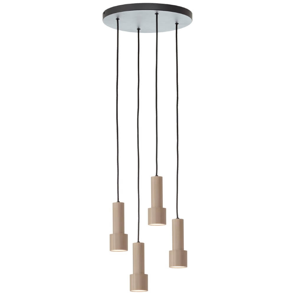 Brilliant Hanglamp rondCadiz 4-lichts zwart met brons - 60119/76