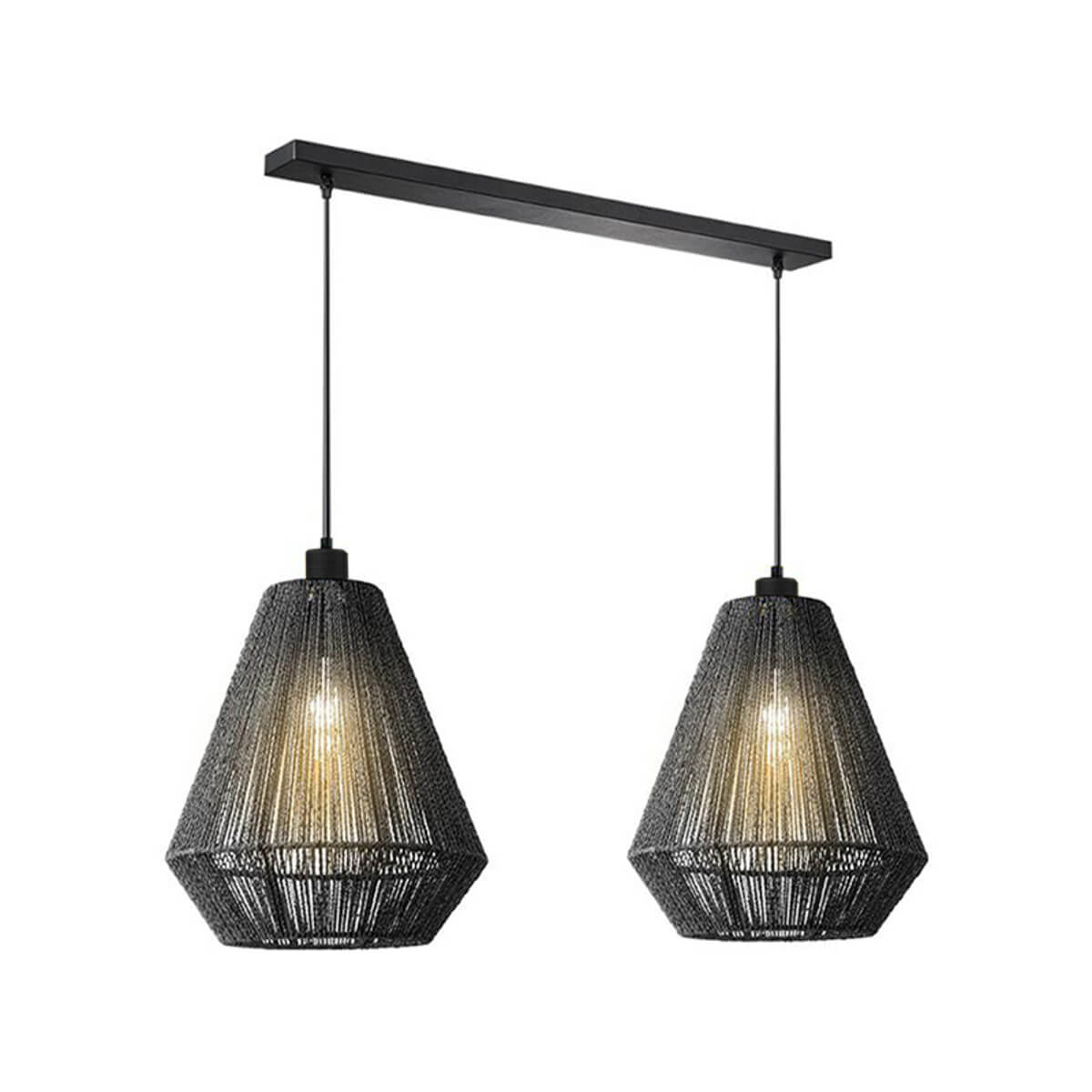 Label51 Eettafel hanglampIbiza van zwart jute - MT-2317 afbeelding