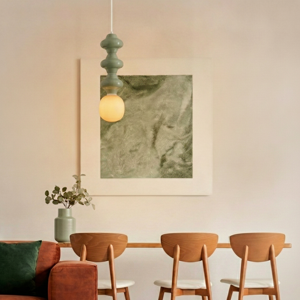 Lyora Hanglamp Clio L lichtgroen keramiek met wit glas - 110992